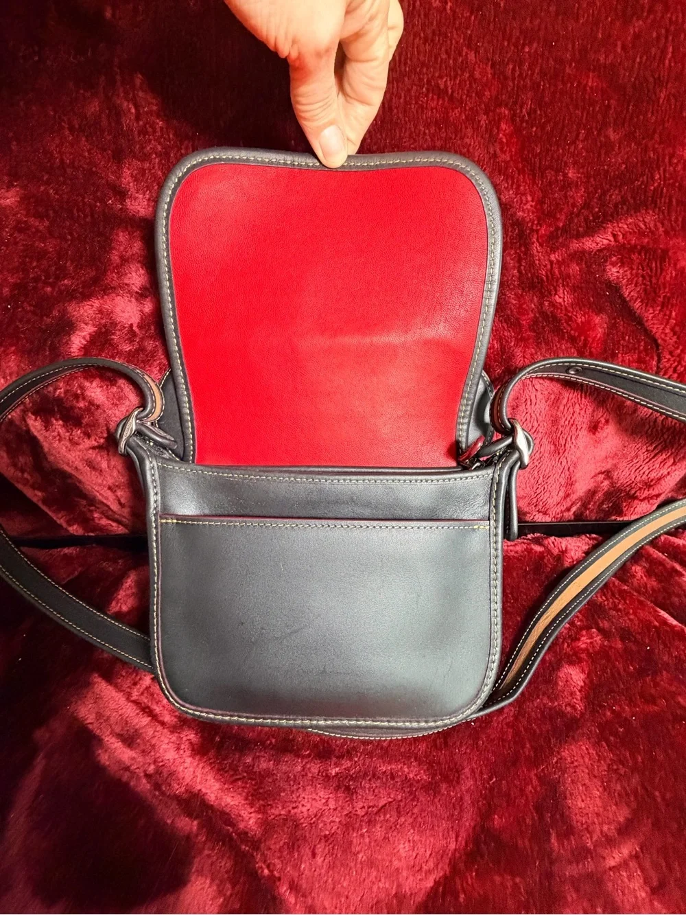 Coach x Disney Patricia Saddle Bag Black Leather Mickey Ears F59369